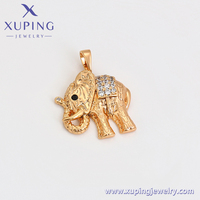 Csja — bijoux xup en forme d'animal, pendentif plaqué or 18K, Collection yeux noirs, jolies, éléphant, diamant, A00861090