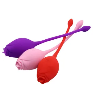 HMJ Rose Vibrator G Spot Wearable For Flower Double Headed Egg Jumping Sucking Vibrator Female Masturbation Adult Fun Product