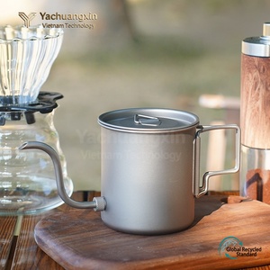 Pure titanium outdoor hand brewed coffee pot with spout, detachable <b>cup</b>, mug, <b>camping</b> lightweight with lid, portable - Product Image 5