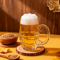 Vente en gros KHL QM-06 450ml Logo personnalisé Verre transparent Tasse à bière réutilisable contemporaine avec poignée pour une utilisation en fête