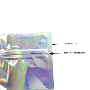 Smell Proof Small Stand up Ziplock Holographic Nail File Lip Gloss Eyelash Food Storage Packaging Bag With Clear Window - Product Image 3