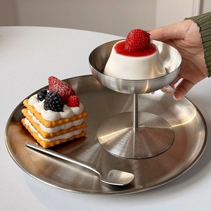 Gobelet à glace en acier inoxydable, plat rond pour collations de fête, pour servir des desserts - Product Image 4