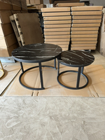 Juego de Mesas de Centro Inteligentes de MDF Multicolor que Ahorran Espacio, con Superficie de Aspecto Mármol, para Apartamento u Hogar