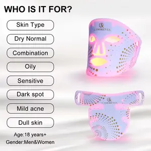 LAMOREVIA 2024 New Design Silicone Led Light Therapy Mask Smart Face Mask Led Therapy Skin Care Red Light Therapy Led Face Mask