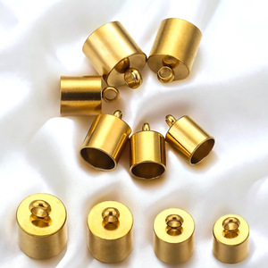 Wholesale DIY <b>Bracelet</b> Necklace Jewelry <b>Making</b> Accessories Stainless Steel Leather End Cap Pendant Clock <b>Bead</b> Chain End Caps - Product Image 2