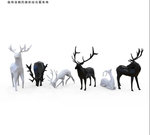 クリスマスガーデンの装飾のための屋外グラスファイバー鹿動物彫刻キリン像