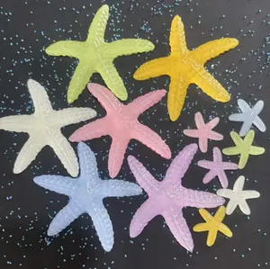 Fournitures d'art de dessin animé mignon lumineux croissant miniature étoile de mer étoile de mer résine charme sable océan ornements petites créatures figures