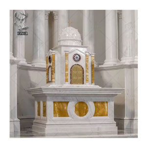 Mesa de Altar de Piedra de Mármol de Lujo con Diseño Personalizado, Tabernáculos de Mármol Blanco para <span class=keywords><strong>Iglesia</strong></span> Católica - Product Image 5