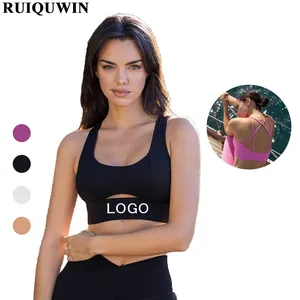 RUIQUWIN-Sujetador deportivo personalizado para mujer, sin mangas, sin espalda, sin costuras, para gimnasio, Fitness, Yoga