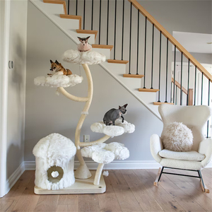 XIANGLONG pasokan pabrik furnitur kayu kucing, pohon kucing mewah Modern desain baru dengan hadiah Sisal berkelanjutan untuk kucing - Product Image 5