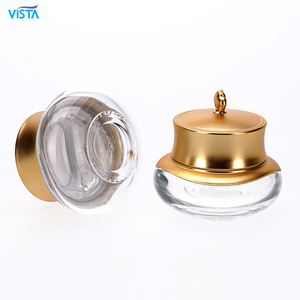VISTA baru desain mewah kustom emas bulat kaca <span class=keywords><strong>Jar</strong></span> kemasan kosmetik krim wajah wadah krim mata toples dengan topi - Product Image 4