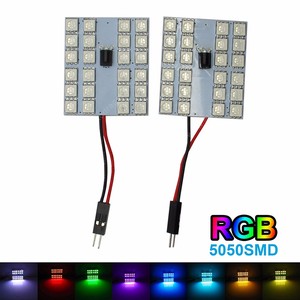 Lampe d'ambiance LED RGB 5050 SMD 15 24 36 pour intérieur de voiture, plafonnier, éclairage de lecture avec connecteur BA9S T10 à ressort - Product Image 2
