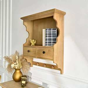 Étagère murale flottante décorative INNOVA Classic pour salon, en bois, avec tiroir de rangement et supports en fer - Product Image 4