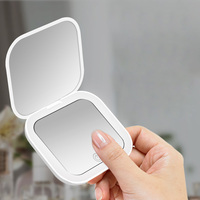 Dropshipping Agent 2025 Portable Petite Mini Vanity Table Pliante Led Lumières Main Poche Maquillage Miroir pour Femmes Cadeau
