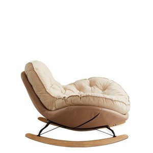 Fauteuil à bascule crème avec coussin capitonné pour salon, chambre, balcon, usage adulte et senior - Product Image 5