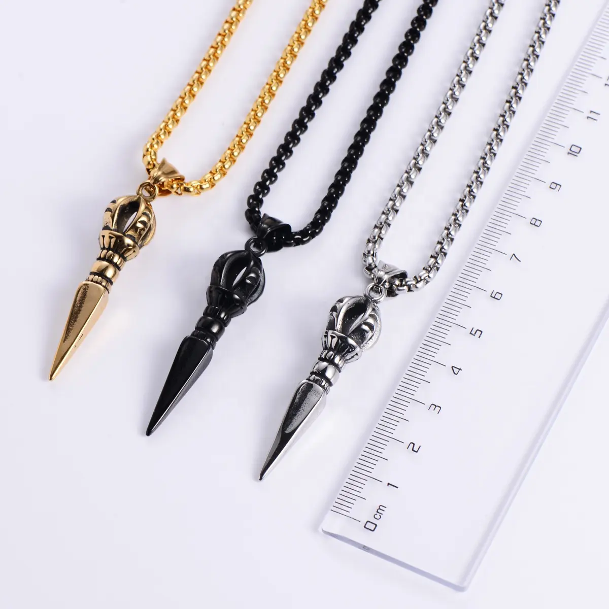 Chinese rock style retro Punk Jewelry Necklace Silver Black Gold Punk Men's Pestle Pendant Necklace for Guys