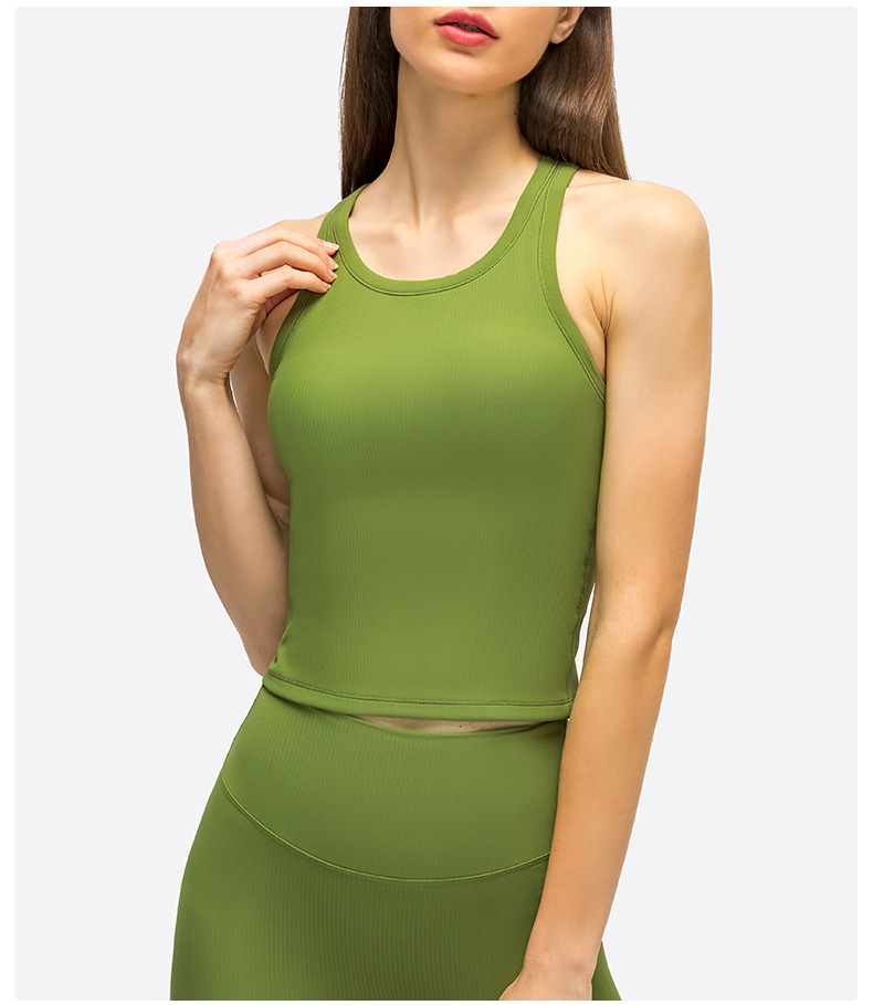 New Arrival Sportswear Women's Lightweight Quick Dry Shockproof Double Layer Racer Back Yoga Tank Top