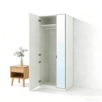 Porte de placard à miroir en alliage d'aluminium moderne avec charnières, facile à assembler pour la chambre à coucher