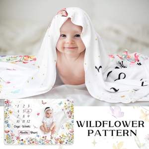 ソフトフリース最初の12か月の成長チャート新生児写真ベビーマイルストーンブランケット - Product Image 6