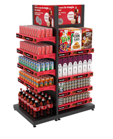 Étagère de présentation gondole double face personnalisée légère en métal pour magasin de proximité, pharmacie, écologique