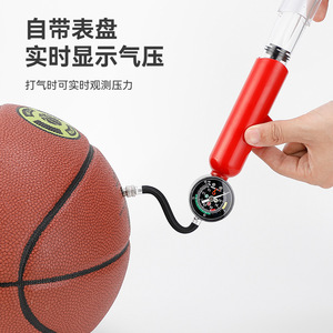 Mini pompe à air manuelle pour ballons avec manomètre, pompe à main portable en plastique pour basket-ball, football, volley-ball - Product Image 2