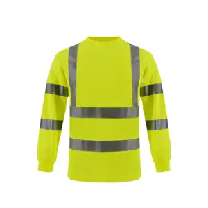 Abbigliamento riflettente di sicurezza a maniche lunghe con costruzione ad alta visibilità personalizzata all'ingrosso polo ad alta visibilità abbigliamento da lavoro