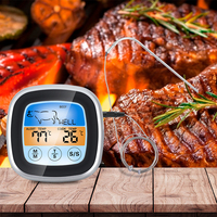 Termometer daging BBQ layar sentuh Digital, baca instan termometer panggang makanan untuk memasak/memanggang dengan waktu