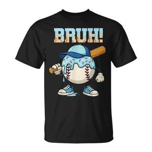 Camiseta de béisbol Bruh Ice Cream para niños, manga corta, cuello redondo, estampado digital, deportes, juegos, meme - Product Image 1