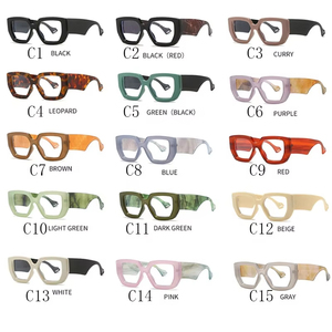 Monture de Lunettes Polygonale Carrée sur Mesure de Marque de Luxe pour Femmes, Anti-Lumière Bleue Transparente, Montures de Lunettes Optiques Léopard Colorées pour Hommes - Product Image 2