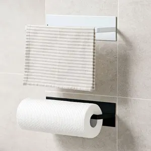 Manyetik kağıt havlu tutacağı mutfak banyo için çelik duvar montaj kağıt havlu askısı