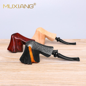 Muxiang Handmade Solid Wood Tobacco Pipe Freestyle Flame Pattern Customized Smoking Pipe - Product Image 2
