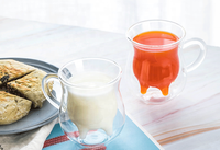 Tasse à café en verre borosilicate transparente faite à la main résistante à la chaleur tasse en verre de lait de vache à double paroi