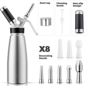 Distributeur de crème professionnel en aluminium pour machine à crème, fouet à crème, design classique écologique, grande capacité 500 ml - Product Image 3