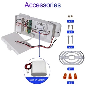 Lampu darurat Led dengan cadangan baterai dua kepala lampu Led darurat komersial yang dapat disesuaikan 120-277v perlengkapan keluar berkabel keras - Product Image 4