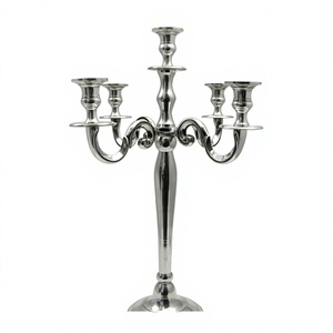 Candelabro de aluminio pulido brillante de 5 brazos, centro de mesa decorativo para el hogar, portavelas personalizable, ¡gran venta! - Product Image 1