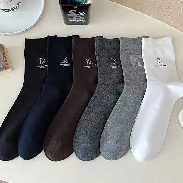Kaus kaki kustom Logo klasik tebal hangat uniseks kaus kaki musim dingin rajutan untuk pria