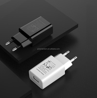 Cargador USB, enchufe de la UE, interruptor de alimentación de carga, adaptador de enchufe de viaje, 5V, 2A, negro, blanco, cable de carga para lámparas de luz LED, 2A
