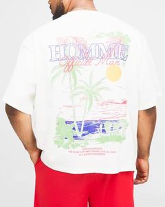 Ensemble de survêtement pour homme avec t-shirt ample à imprimé paysage et blocs de couleur, et short de basketball, modèle multi-pièces - Product Image 3