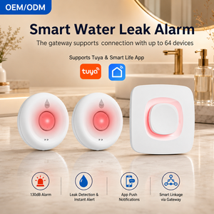 Kit <span class=keywords><strong>de</strong></span> détecteurs <span class=keywords><strong>de</strong></span> fuite d'eau RF longue portée 433 MHz avec concentrateur passerelle WiFi et contrôle via l'application Tuya – Détecteur intelligent <span class=keywords><strong>de</strong></span> fuite d'eau - Product Image 1