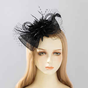 Bridal <strong>Wedding</strong> Party Tea Party Church Top Caps Elegant Formal <strong>Hats</strong> <strong>for</strong> <strong>Women</strong> with Veil Feather - Product Image 1