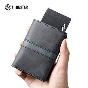 TILONSTAR TVC125M Carbon Fiber Leather <b>ID</b> Business Card Case Fashion Aluminum Pop up Credit RFID Card <b>Holder</b> - Product Image 5