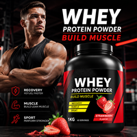 Liferio Muscle Build Whey Protein Supplement Powder Saveur Fraise Haute teneur en protéines Récupération post-entraînement 1KG 40 portions Soutien