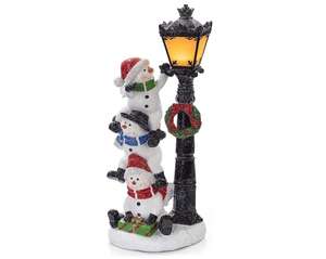 Polyrésine/résine noël bonhomme de neige <span class=keywords><strong>Trio</strong></span> avec LED lampadaire lumineux Statue de lumière de vacances - Product Image 1