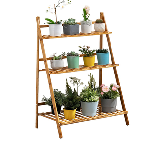 Bamboo Rack Multifunctional Holder Plant Flower <b>Stand</b> Utility Storage Shelf - Product Image 1