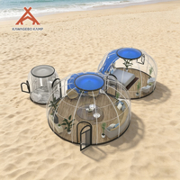 Dôme de glamping géodésique en polycarbonate PC Kawagebo Kamp (KK) de 5m + 4m + 2,5m de diamètre avec salon intégré