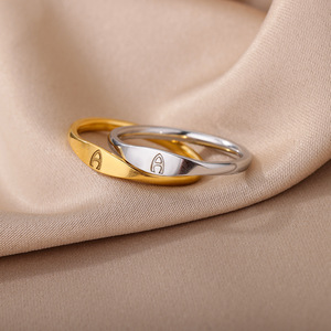 Simple Jewelry Stainless Steel Smooth Thin <strong>Thumb</strong> Stacking Alphabet Initial A-Z 26 Letter <strong>Rings</strong> for <strong>Women</strong> Gift - Product Image 1