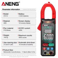 Pince ampèremétrique numérique ANENG ST212, 6000 comptes, True RMS, AC/DC 400A, testeur VA NCV, détection de fil sous tension pour applications électriques automobiles