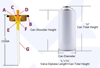 Vanne aérosol en fer blanc anti-fuite avec finition laquée en forme de cylindre pour bidons industriels