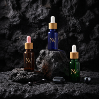 Flacon compte-gouttes pour huiles essentielles, bleu, vert, ambre, 5ml-100ml, en verre vide, impression sérigraphique, boîte en tube de carton, vente en gros