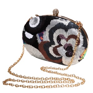 Bolso de mano brillante con lentejuelas florales para mujer, bolso de noche con cadenas de correa desmontables, bolso de mano para cóctel y boda - Product Image 2